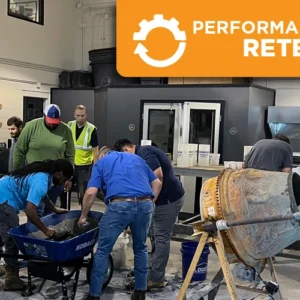 Concrete certification candidates completing a hands-on performance retest during an ACI Carolinas certification session.