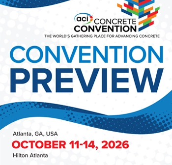 Promotional graphic for the ACI Concrete Convention 2026 Preview in Atlanta, Georgia, October 11–14, 2026.