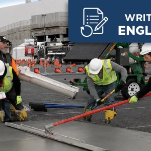 Concrete flatwork crew placing and finishing a concrete slab during a hands-on construction training session.